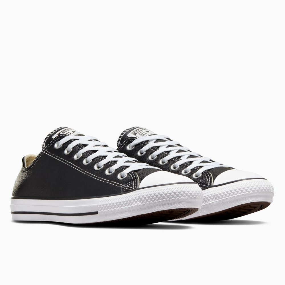 Converse Men's Black Leather Low Top